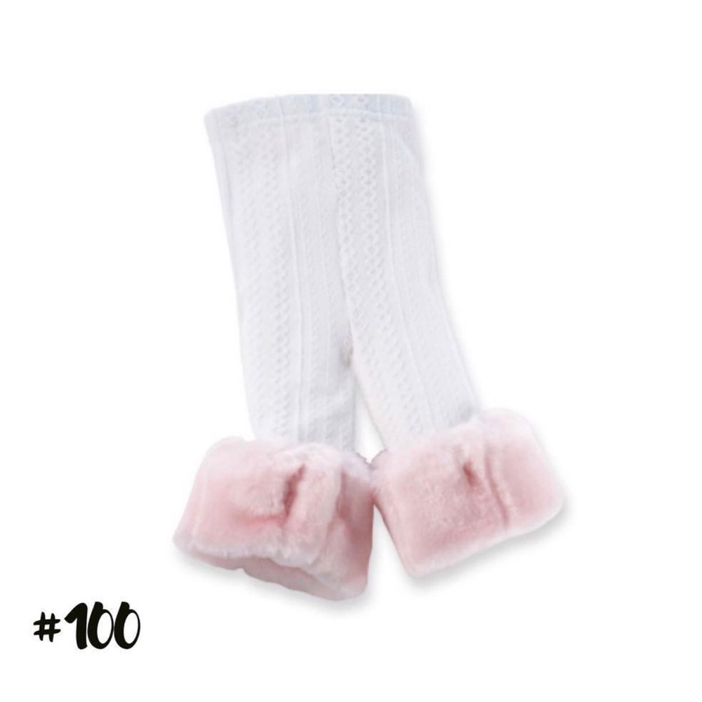 NEW Mud Pie Cable Knit Pink Fur Leggings  2T/3T